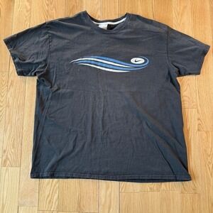 Vintage Y2K Nike‎ Solo Swoosh Wave Style Black Blue White Tee Adult XXL